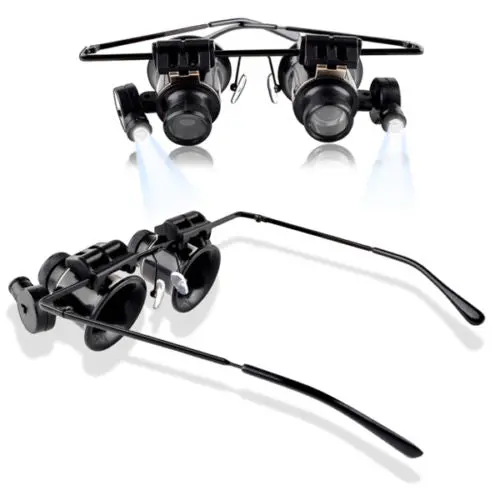 20X Led-Illuminated Eyeglass Loupe – Hands-Free Dual-Lens Magnifier With Adjustable Focus 1