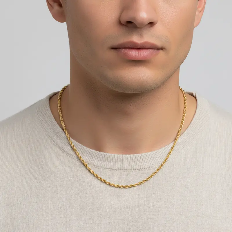 22-Inch 14K Yellow Gold Rope Chain Necklace 1