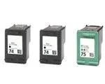 3-Pack Combo: Remanufactured Hp 74 (Cb335Wn) & Hp 75 (Cb337Wn) Ink Cartridges 1