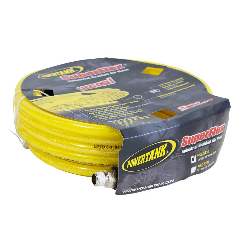 30-Foot Straight High-Pressure Air Hose – 1/4" Npt Male, Superflex Yellow, Power Tank Compatible 1