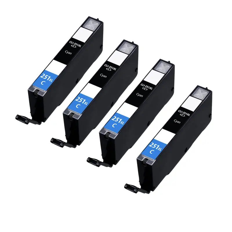 4-Pack Canon Cli-251Xl Cyan High-Yield Ink Cartridges For Pixma Printers 1