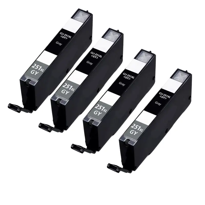 4-Pack Canon Cli-251Xl Gray High-Yield Ink Cartridges For Pixma Printers 1