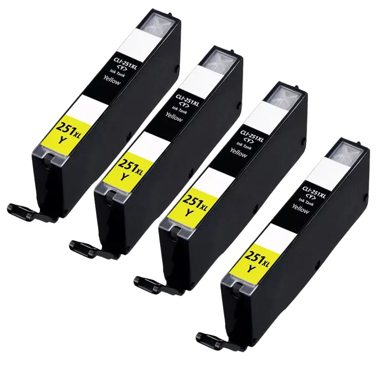 4-Pack Canon Cli-251Xl Yellow High-Yield Ink Cartridges For Pixma Printers 1