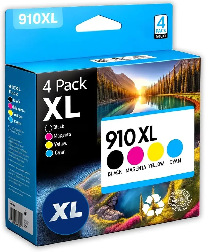 4-Pack Remanufactured Hp 910Xl High-Yield Ink Cartridges For Officejet Pro 8015E, 8020E, 8022E, 8025E, 8028E, 8034E, 8035E, And 8036E Printers 1