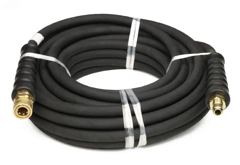 4000 Psi Heavy-Duty Pressure Washer Hose – 3/8" X 50 Ft, Single-Layer High-Tensile Wire Braid With Rubber Jacket & Couplers 1