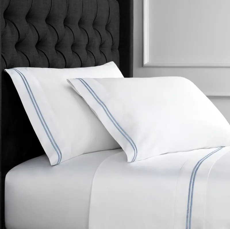 600-Thread-Count Double-Stripe Embroidered Sheet Collection 1