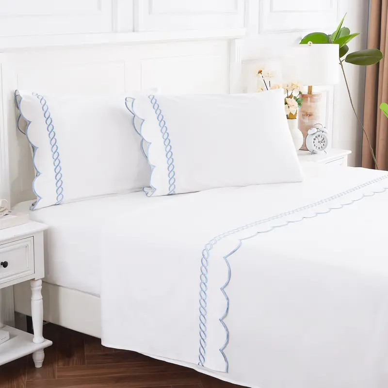 600 Thread Count Rope-Embroidered Cotton Sheet Set 3