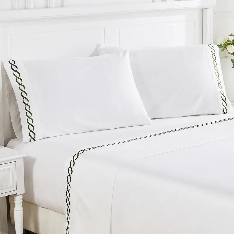 600-Thread-Count Rope-Embroidered Sheet Set 15