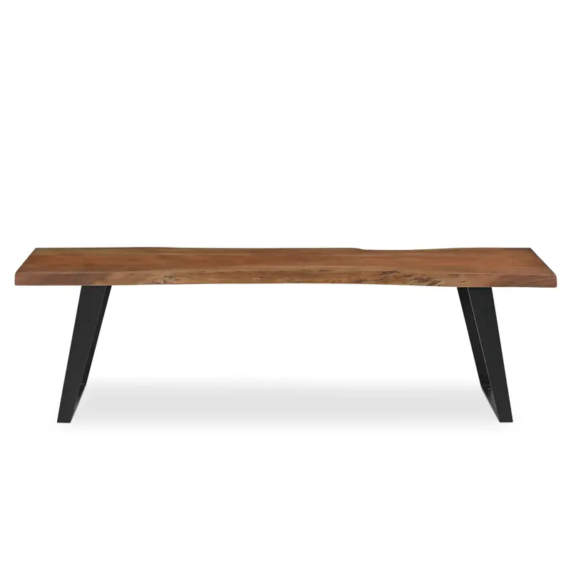 Acacia Live Edge Bench With Black Powder-Coated Legs 1