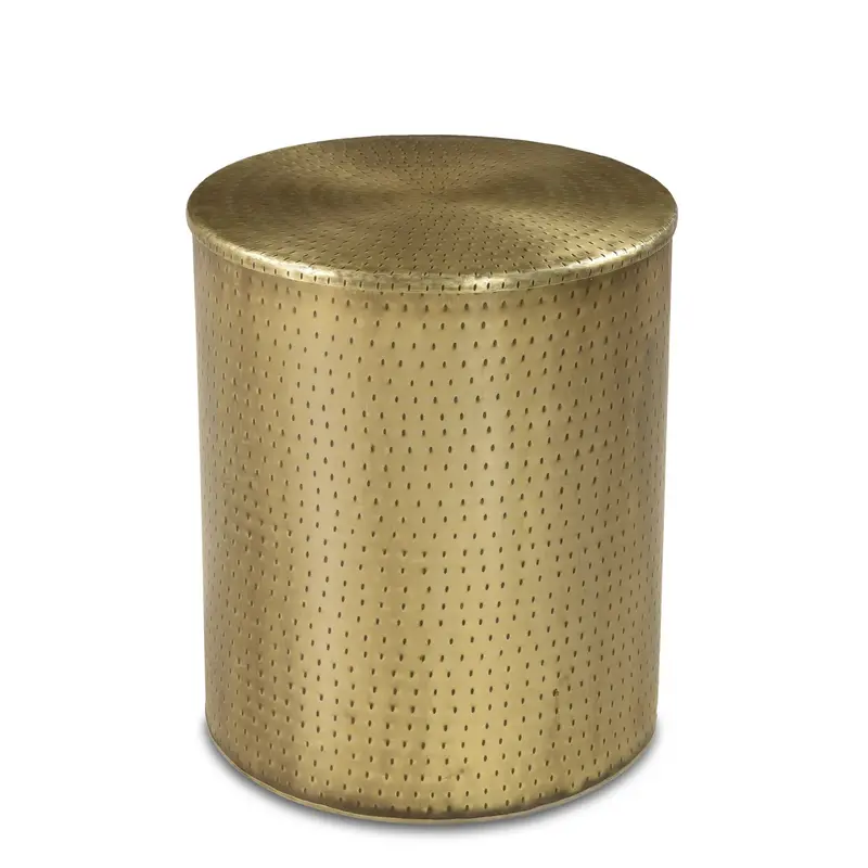 Alevi Drum End Table With Gold-Finished Iron Base 1