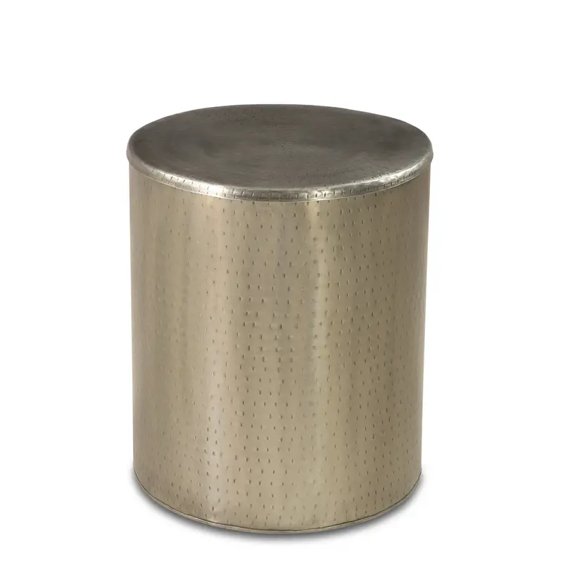 Alevi Drum-Shaped End Table With Silver Iron Base 1