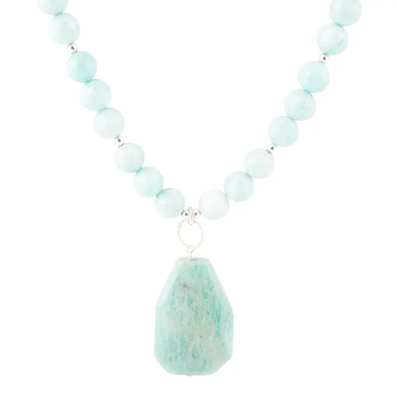 Amazonite Pendant Necklace On Sterling Silver Cable Chain 1