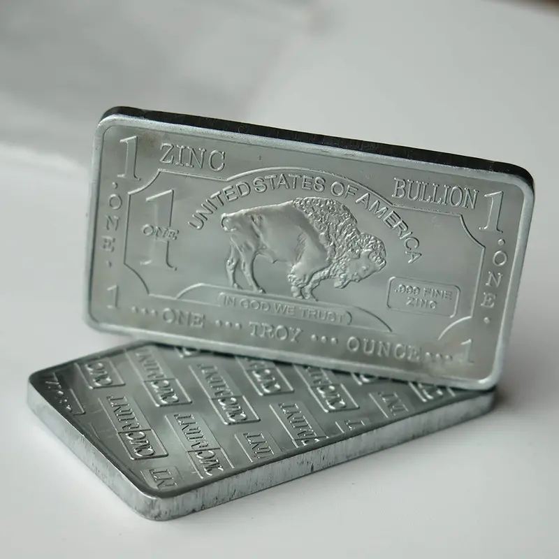 American Buffalo Zinc Bullion Bar – 1 Troy Ounce, 99.9% Pure Zn Element, Usa-Minted Metal Art Collectible 1