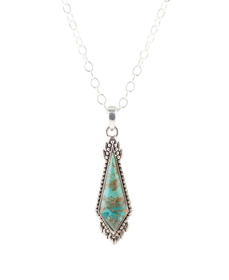 Anemone-Inspired Long Necklace With Diamond-Cut Turquoise & Sterling Silver 1