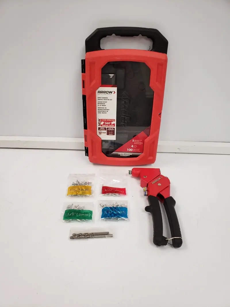 Arrow Rivet Tool Set – Manual Hand Riveter With Assorted Rivets & Anvils 1