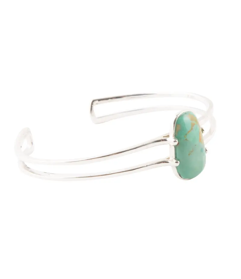 Artisan Turquoise Cuff Bracelet With Sterling Silver Accents 1