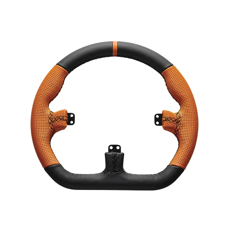 Asetek Closed D Steering Wheel – Orange Leather Trim 1