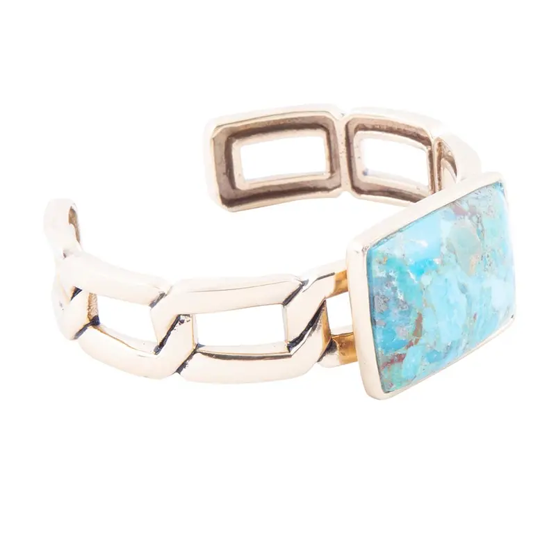 Athena-Inspired Turquoise Cuff Bracelet With Gold Detailing 1