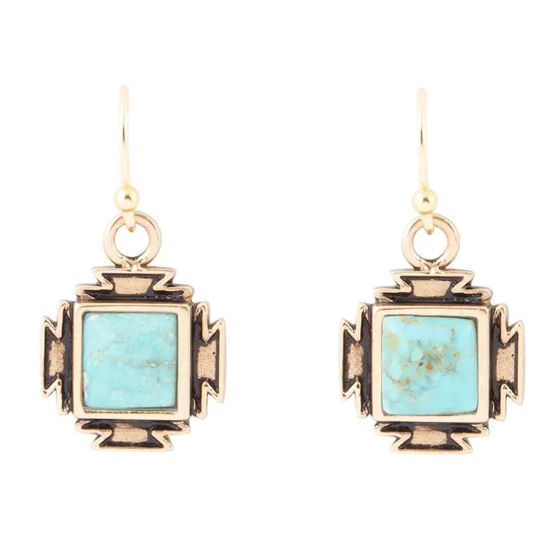 Aztec-Inspired Turquoise And Gold Earrings 1