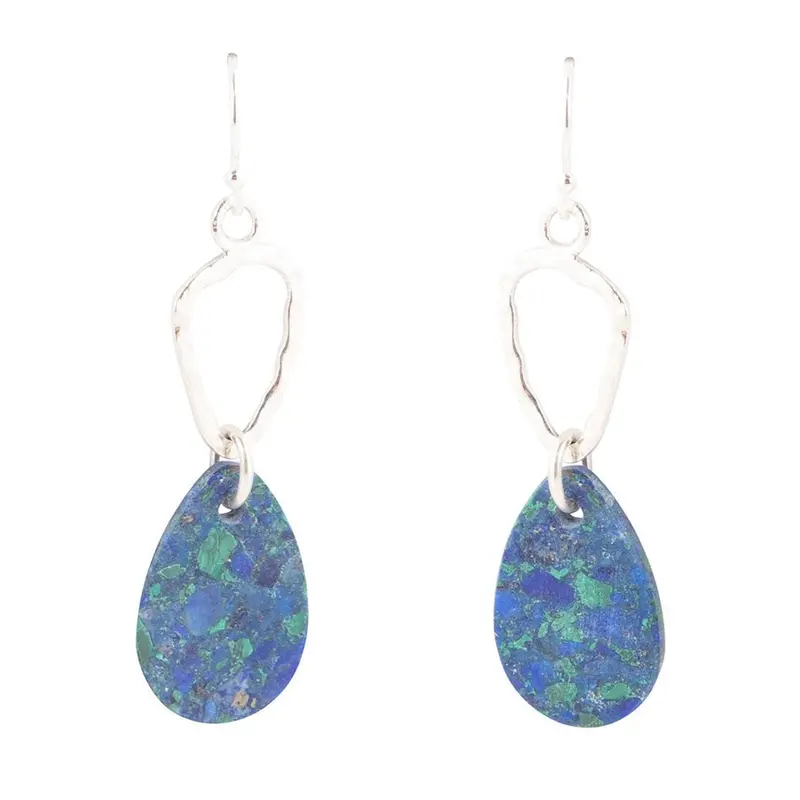 Azurite Gemstone Dangle Earrings In Sterling Silver 1