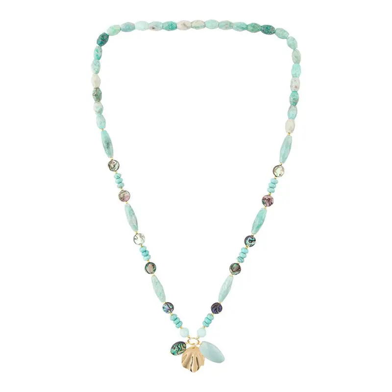 Baja-Style Amazonite And Abalone Layered Necklace 1