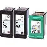 Balanced 3-Pack: Remanufactured Hp 96 Black + Hp 97 Color Ink Set 1