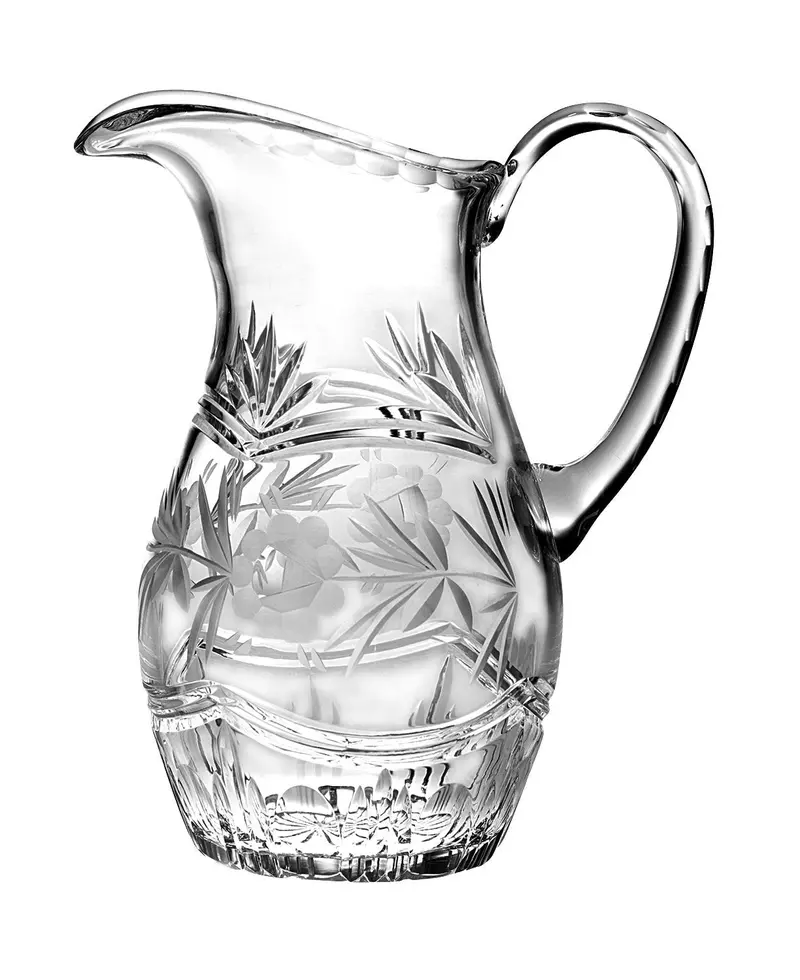 Barski Handcrafted Crystal Pitcher – 54 Oz Mouth-Blown European Design With Rose Motif 1