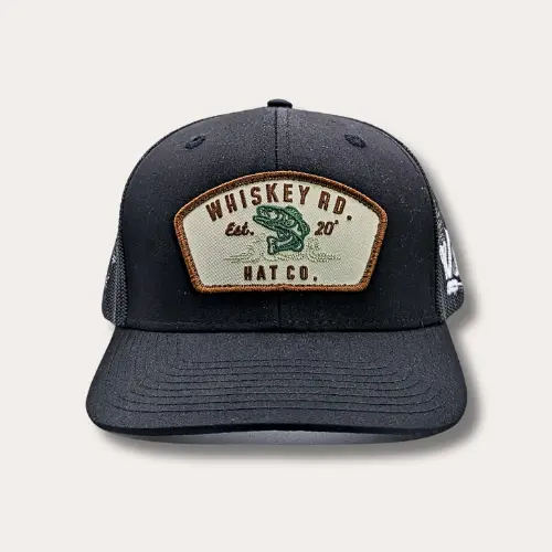 Bass Bucket Black 6-Panel Hat – Wholesale Bulk 1