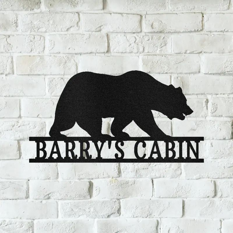 Bear Metal Sign – Wilderness-Themed Personalized Wall Decor 1