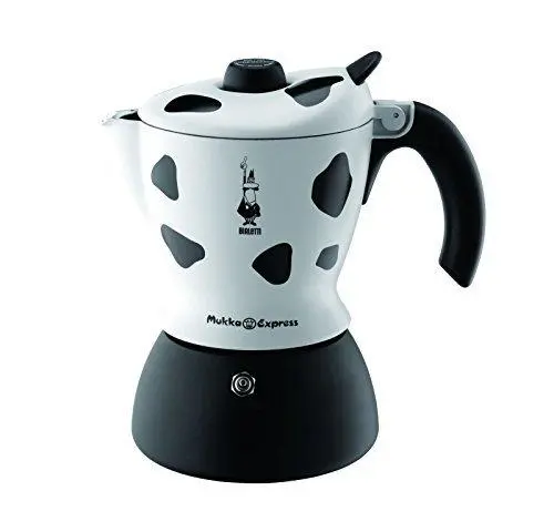 Bialetti Mukka Express 2-Cup Stovetop Cappuccino Maker With Integrated Frother – Cow Print Design 1