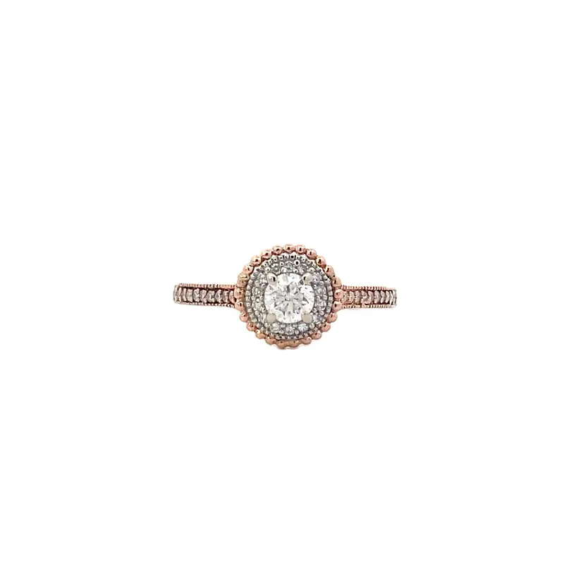 Bicolor 10K White And Rose Gold Diamond Ring – 0.41Ct Total 1