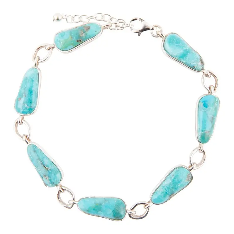 Biwa Pearl And Blue Turquoise Sterling Silver Link Bracelet 1