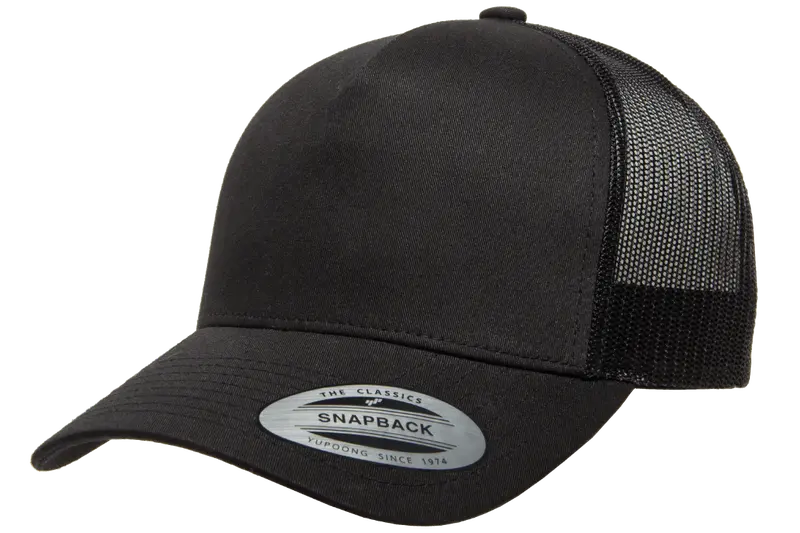 Black 5-Panel Casual Snapback Cap 1