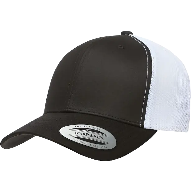 Black-And-White 6-Panel Snapback Cap 1