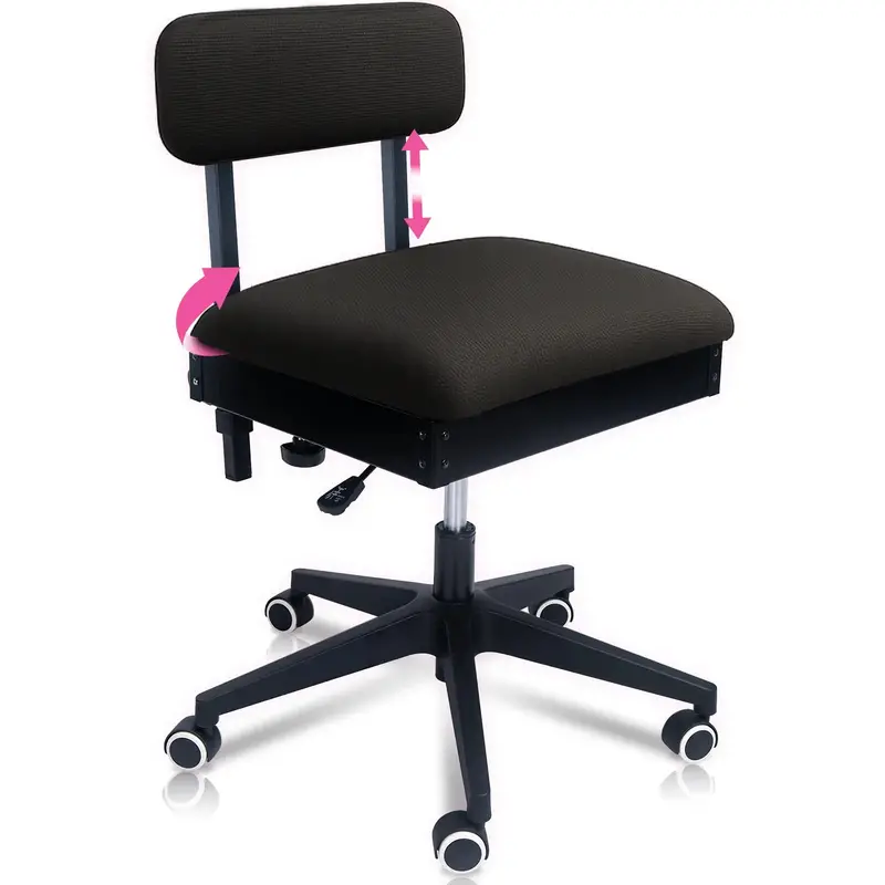 Black Ergonomic Sewing Chair With Integrated Storage 1