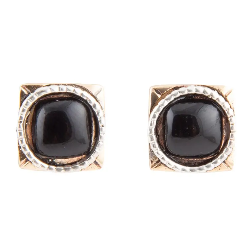 Black Onyx Mixed-Metal Stud Earrings 1