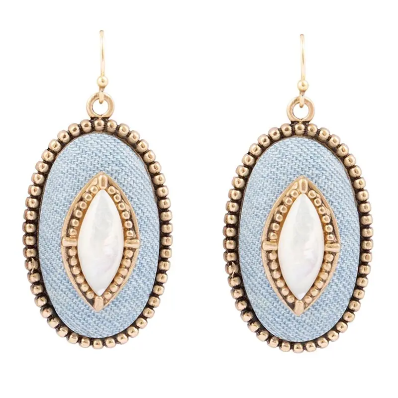 Blue Denim Abalone And White Mother-Of-Pearl Drop Earrings 1
