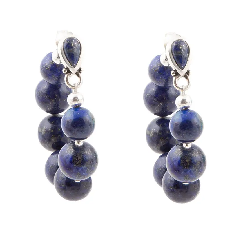 Blue Lapis Loop Post Earrings In Sterling Silver 1