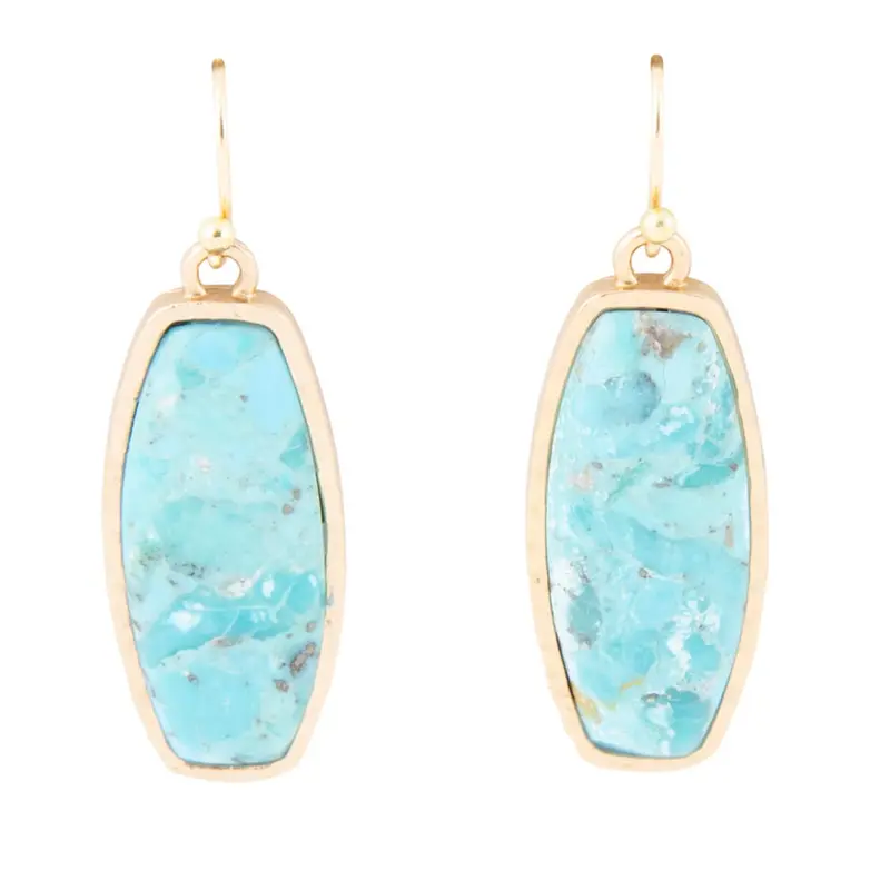 Blue Turquoise And Gold Odyssey Long Statement Earrings 1