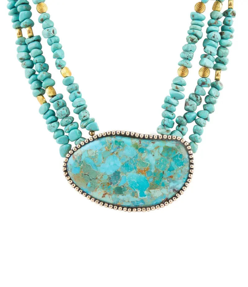 Bold Turquoise Statement Necklace With Gold-Tone Chain 1