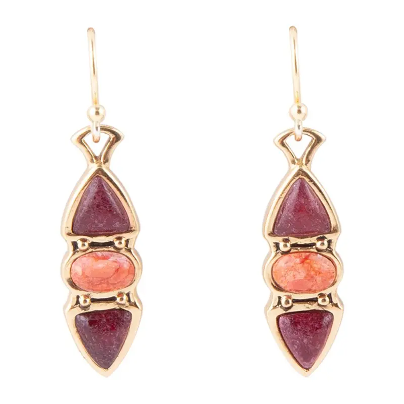 Bordeaux Quartz Triple-Drop Earrings 1