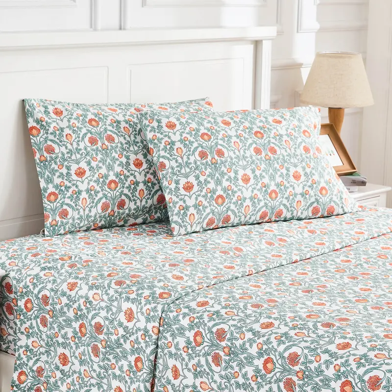 Botanical-Inspired Arts & Crafts Cotton Sheet Collection 4