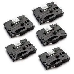 Brother Tze231-Compatible Black-On-White Label Tape (½″ × 26′), 5-Pack 1