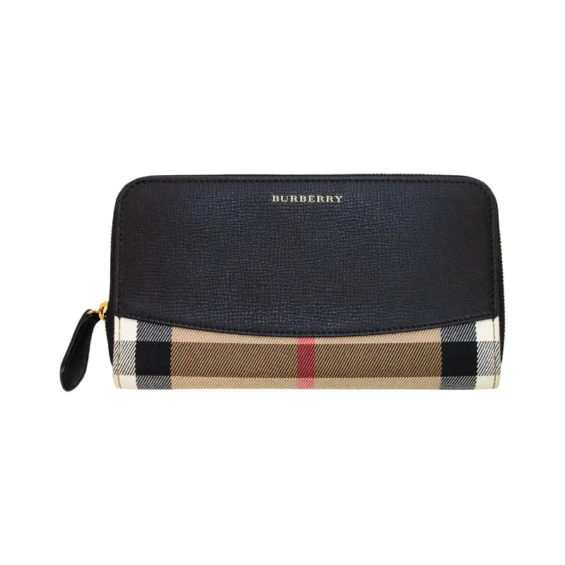 Burberry Elmore Leather-Print Zip-Around Wallet – Continental Style Rfid-Blocking Design 1