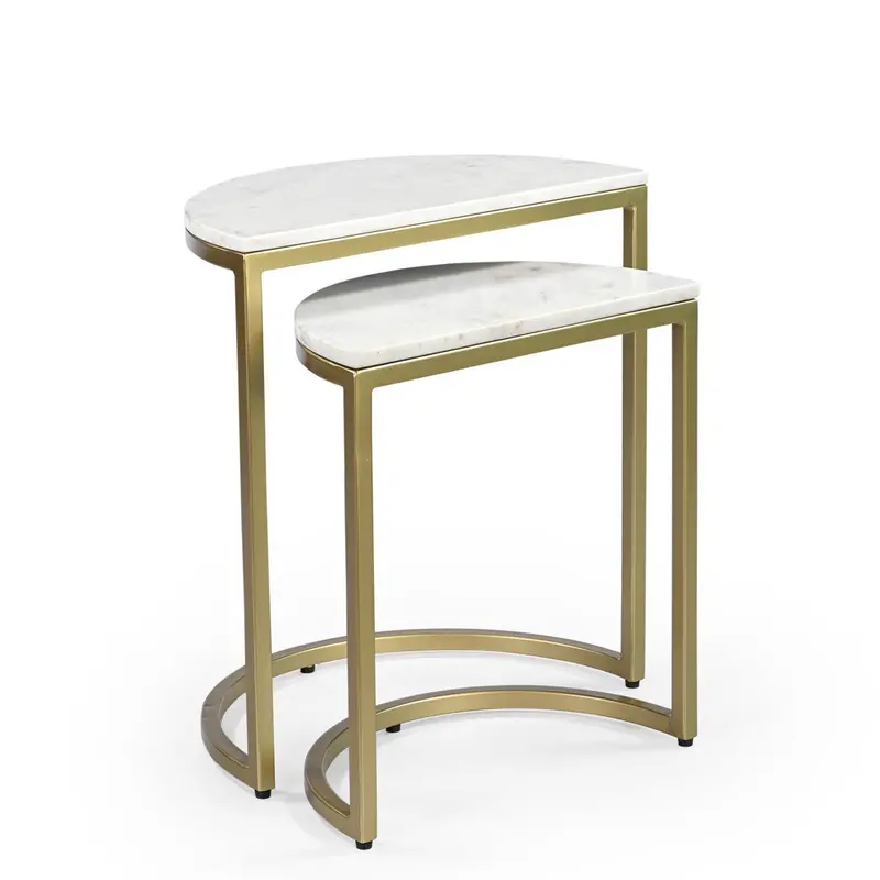 Burma Marble Nesting Tables – Sleek Stone Accent Set 1