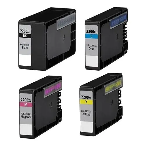 Canon Pgi-2200Xl Remanufactured Ink Set — 4-Color Maxify Printer Bundle 1