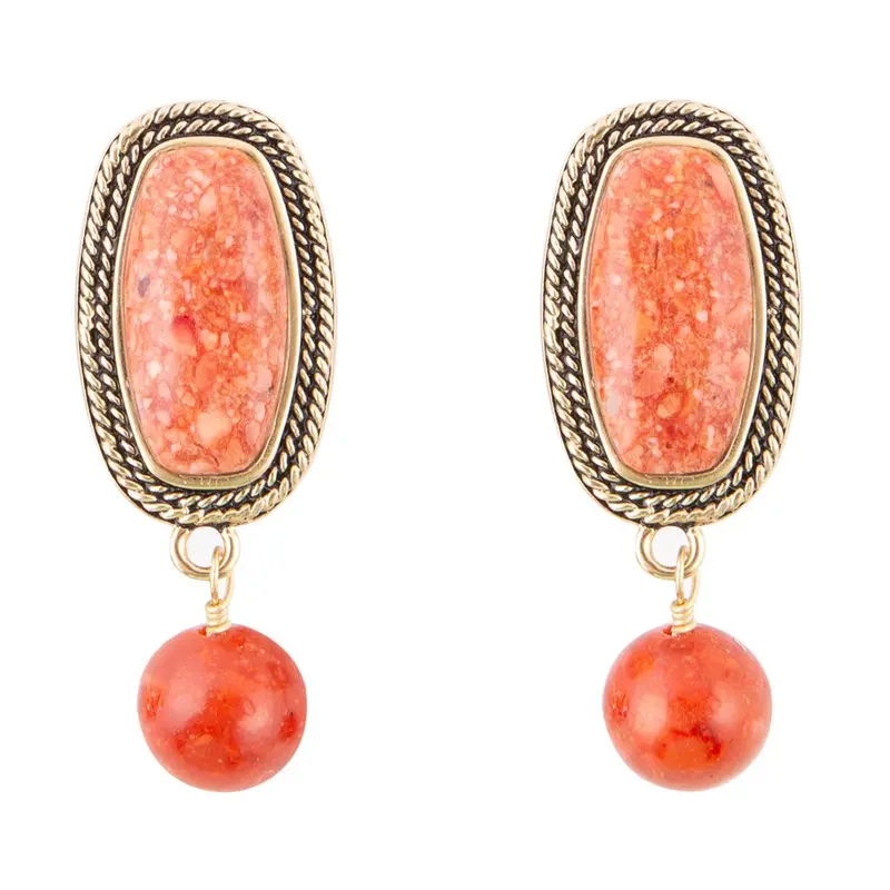 Catalina Orange Sponge Coral Clip-On Earrings – Gold Tone 1