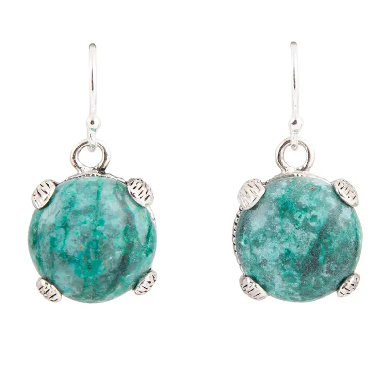 Chrysocolla Drop Earrings In Sterling Silver 1
