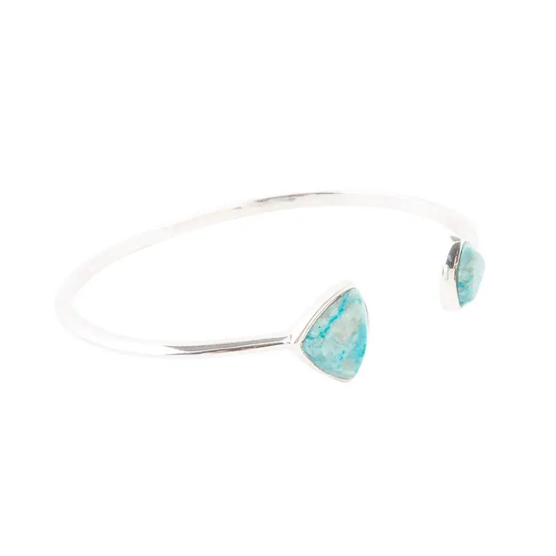 Chrysocolla Open Cuff Bracelet In Oxidized Silver 1