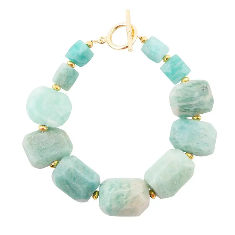 Chunky Amazonite Toggle Bracelet With Gold Accents 1